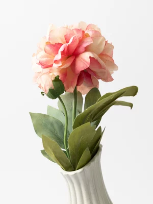 Faux Peony 3 Flowers White