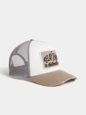 Relay Jeans Men's Bold Applique Taupe/White/Black Trucker