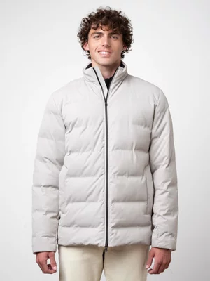 Men's Polo Grey Quilted Puffer Jacket