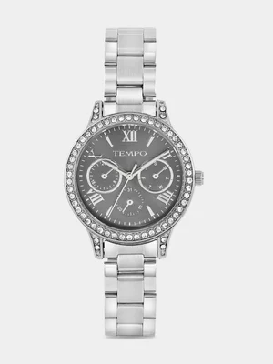 Tempo Silver Plated Grey Dial Bracelet Watch