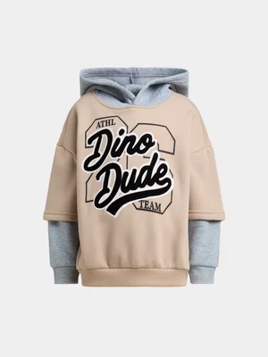 Exact Younger Boy's Natural & Grey Twofer Graphic Hoodie 