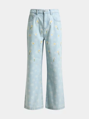 Girls Daisy Denim Wide Leg Jeans 