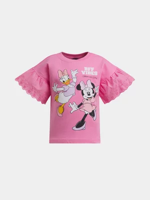 Jet Younger Girls Pink Character Anglaise Minnie & Daisy T-Shirt