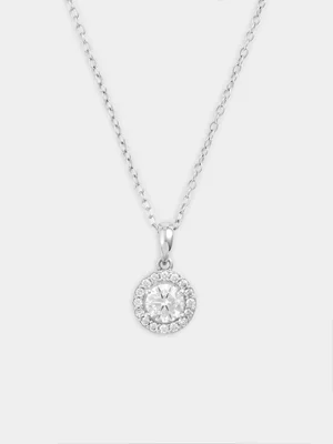 Cheté Sterling Silver Cubic Zirconia Round Halo Pendant