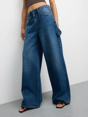 The FIX Women's Medium Wash 100% Cotton Wide Leg Jeans