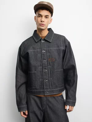 Redbat Men's Black Raw Denim Jacket 