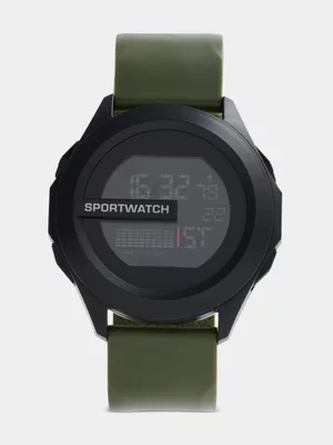 Exact Men's Black & Green Silicone Watch