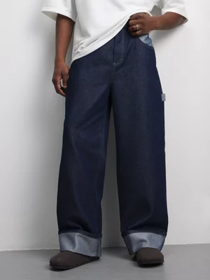 The FIX Men's Dark Wash Baggy Turn Up Jeans