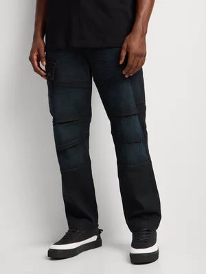 Relay Jeans Men's Tapered Coated Dark Blue Denim