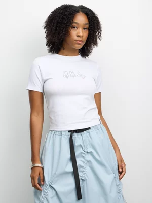Anatomy Ladies Graphic Baby White T-shirt