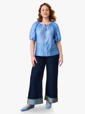 Women's Me&B Cornflower Blue Puff Sleeve Blouse