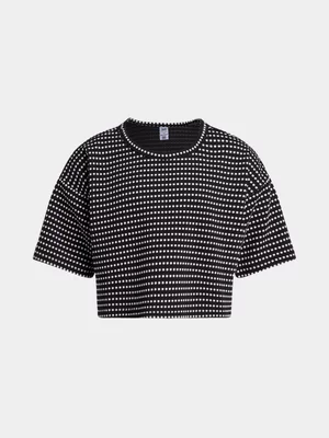 Jet Older Girls White And Black Baby Doll T-shirt