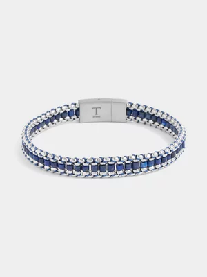 Tempo Jewellery Stainless Steel Lapis Lazuli Bead Bracelet  