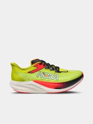 Hoka Mens Rocket x3 Yellow/White Running Shoes 