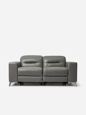 Retreat Motion 2 Seater Recliner Leather Couch Grey