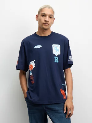 Redbat Men's Navy Multi Applique Navy T-shirt