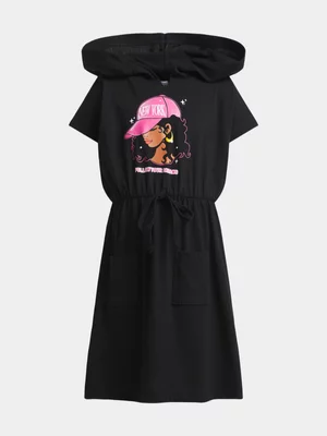 Jet Younger Girls Black Hooded Dress