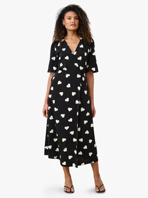 Women's Me&B Black and White Heart Wrap Dress
