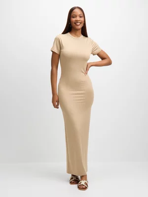 Exact Women's Natural Bodycon Maxi Dress 