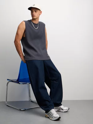 Redbat Classics Men's Charoal Boxy Textured Tank Top