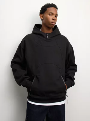 Anatomy Men's Panelled Fleece Black Hoodie