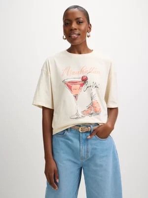Exact Women's Natural Graphic Print T-Shirt