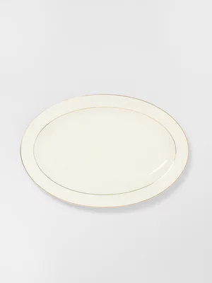 Grace Gold Ribbed Platter White